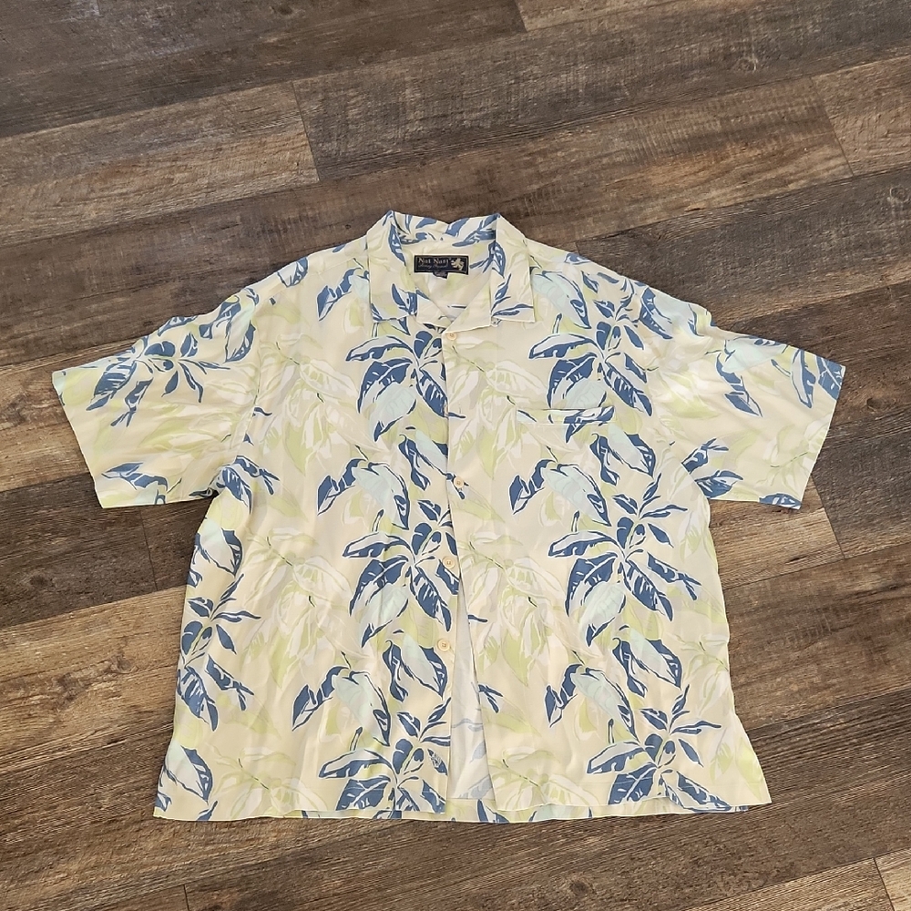 Nat Nast Floral Hawaiian Silk Rayon Shirt